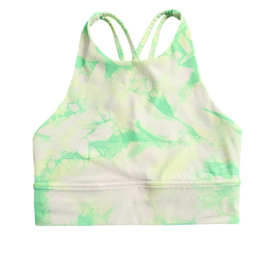 Lululemon Energy Bra High Neck Long Line Shibori Medium Support B-D, Size 4